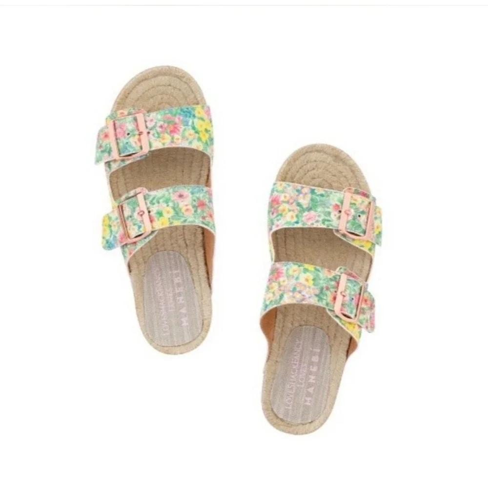LoveShackFancy x Manebi Nordic Sandals Rainbow Skies Floral Suede Espadrille 39